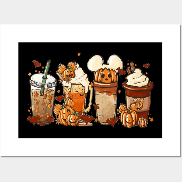 Fall Iced Coffee Funny Spooky Season Halloween Pumpkin Spice Wall Art by everetto